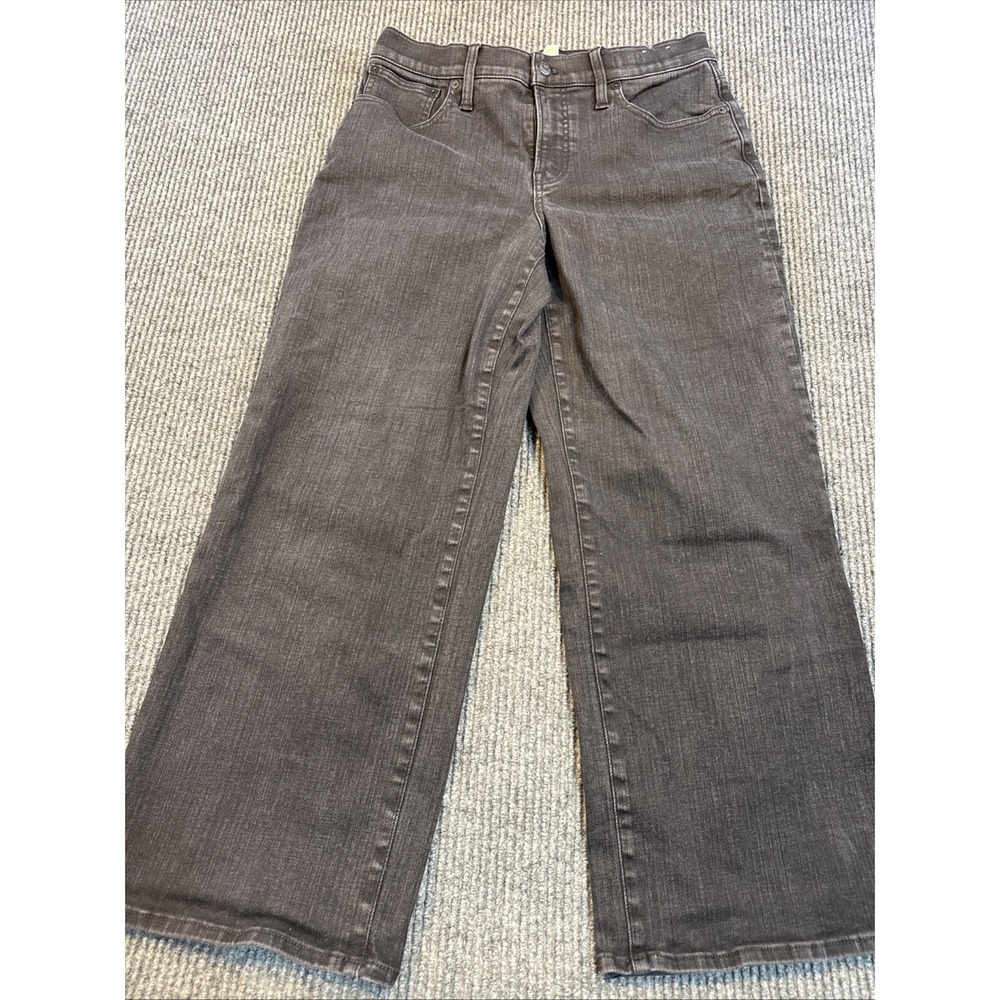 Madewell The Perfect Vintage Wide-Leg Jean womens 30/27p Washed Black High Rise